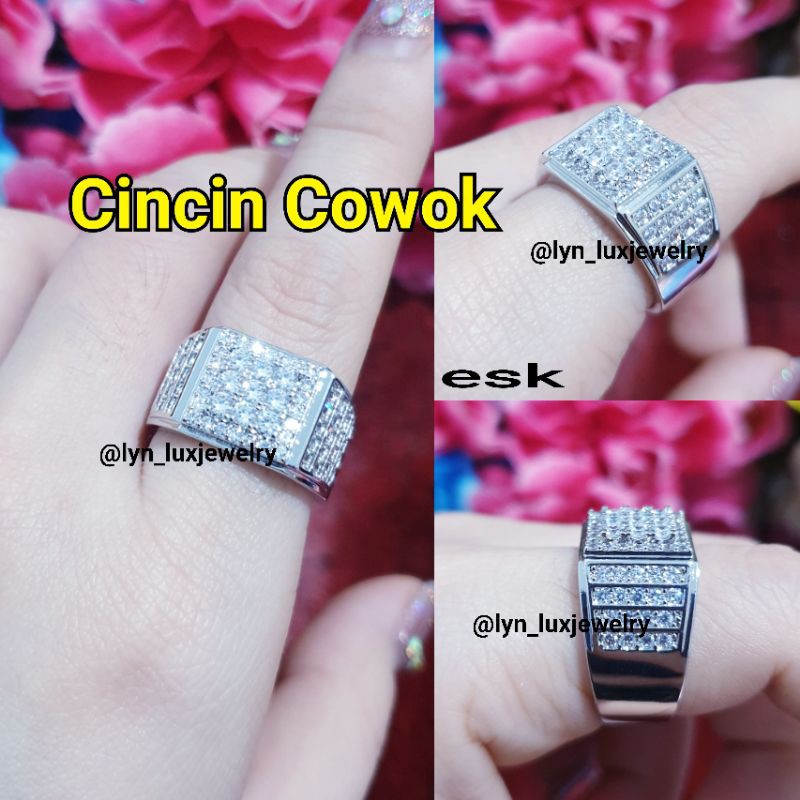 Man Ring / Cincin Cowok silver / Cincin Pria kotak / Cincin Cowok Diamond