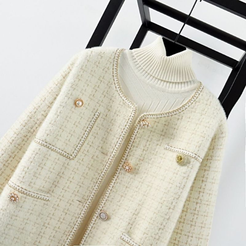 VN ALLICE LUXURY FURRY BLAZER KNIT OVERSIZE / KNITWEAR  CARDI OVERSIZE / OUTER KNIT BULU RAJUT PREMIUM