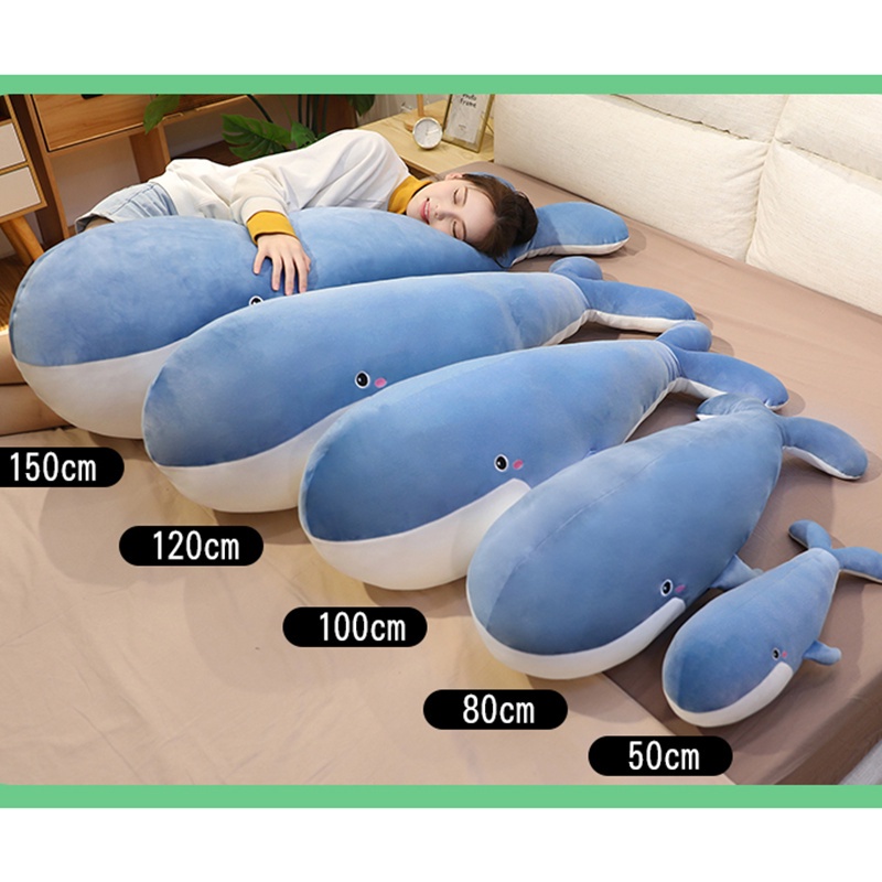 Cute Washable Soft Stuffed Whale Toy Ocean Animal Blue Black Underwater Giant Whale Plushie for Children Birthday Gift