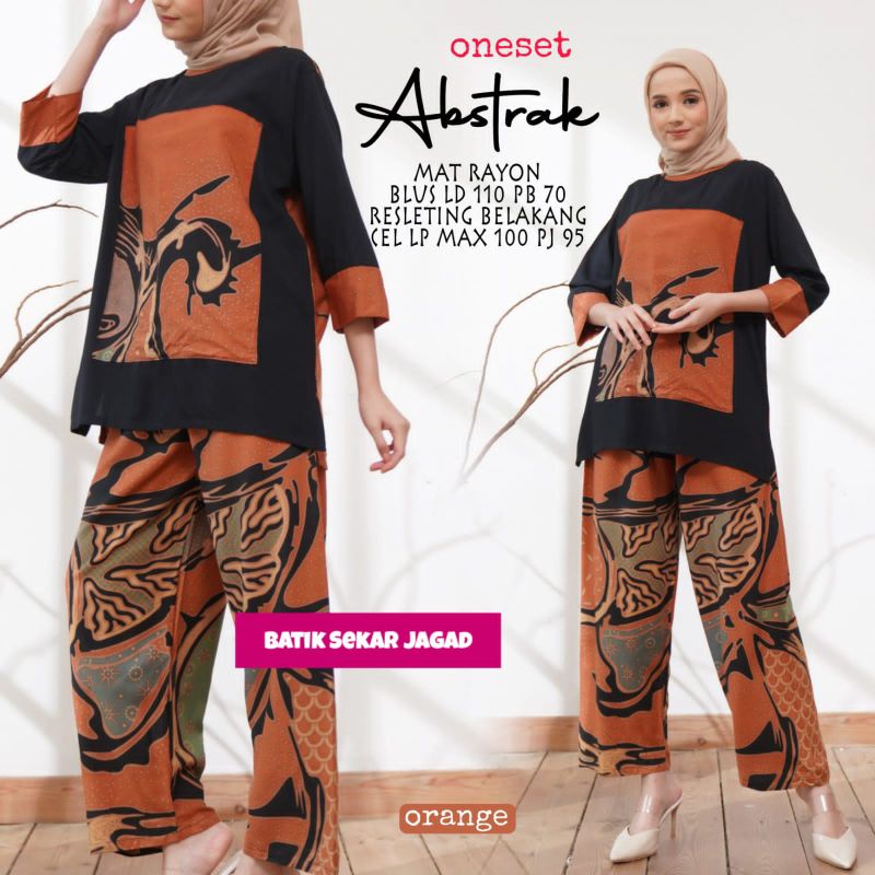 BATIK WANITA MODERN BAJU BATIK KANTOR WANITA Setelan Wanita Batik Rayon Oneset Abstrak