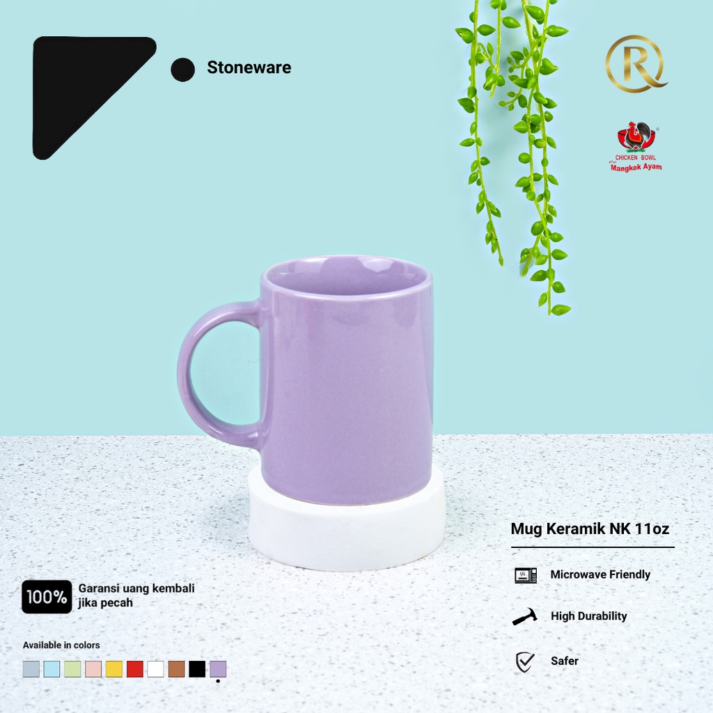 Gelas Mug Cangkir Keramik 11oz 300ml Ungu Polos