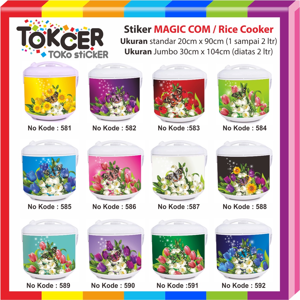 

STIKER Magic Com / Rice Cooker Motif Kupu-kupu Warna