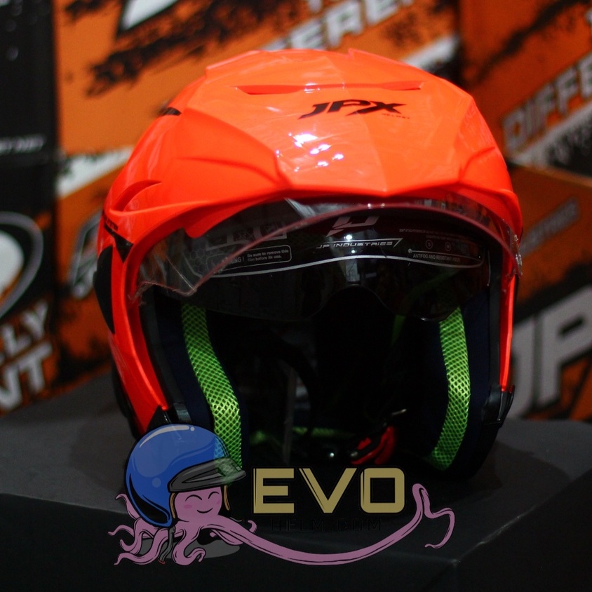 HELM JPX HALFFACE_JPX Z-BLAST - FLUO RED GLOSS ( ONGKIR 2KG) JPX HALFFACE JPX SEMICROSS JPX ZBLAST