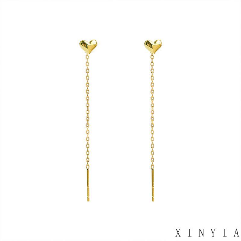 【COD】Anting Titanium Panjang Korea Anti Karat Hati Lapis Emas Aksesoris Wanita Anting  Perhiasan