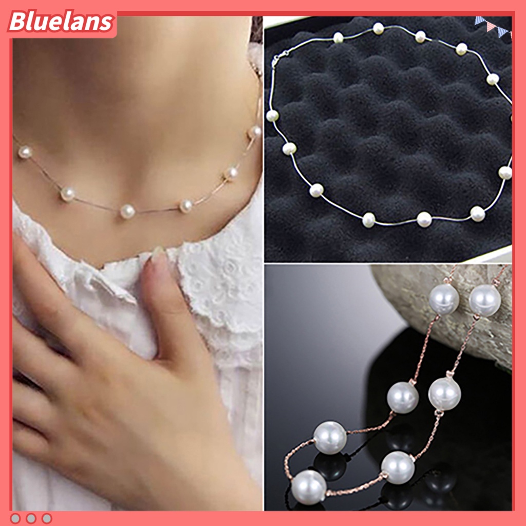 Fashion Perhiasan Liontin Rantai/Kalung Pendek Gaya Choker Dengan Mutiara Imitasi Yang Mempesona