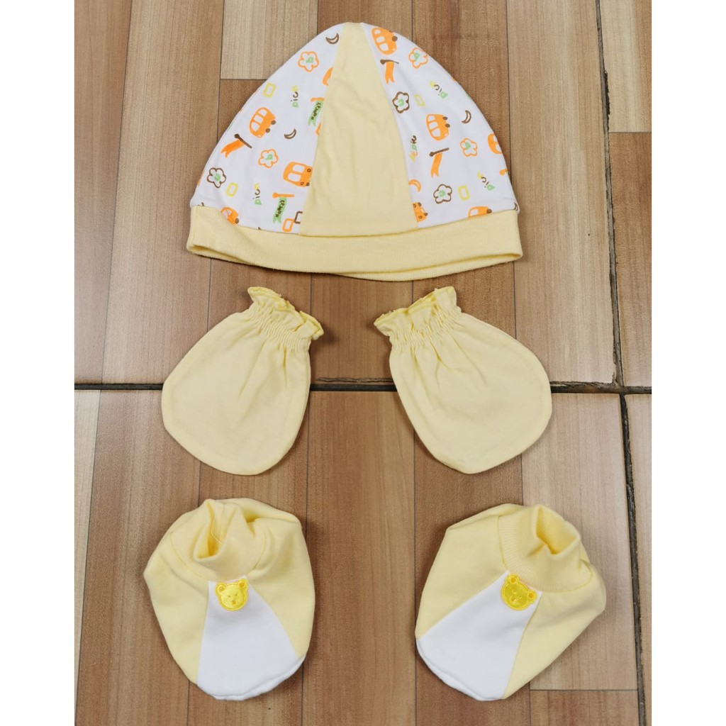 Topi bayi sarung tangan kaki set katun /Topi newborn Set/ Topi kupluk bayi baru lahir