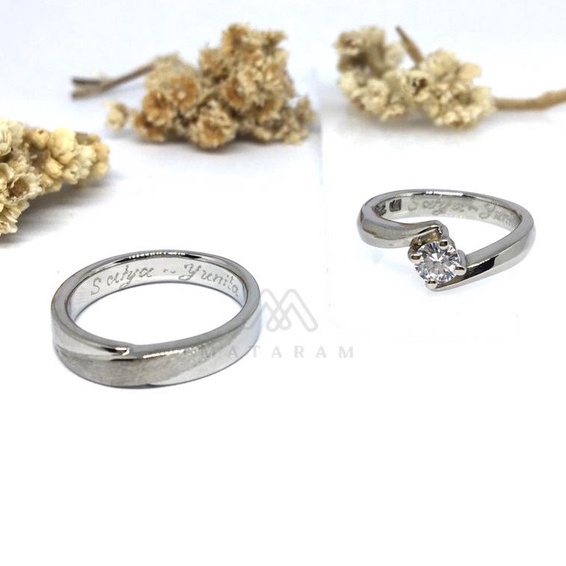 Cincin Perak 925 Sepasang / Cincin Silver 925 Couple - Free Ukir Nama - Bisa Request Model Cincin - 
