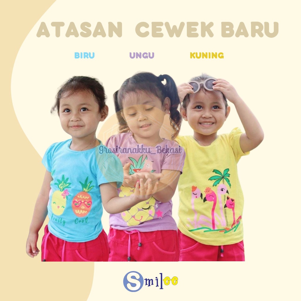 Atasan Anak Smilee Mix Motif &amp; Warna Size 1-5Thn