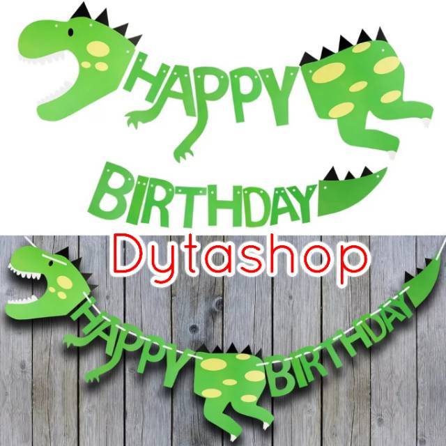 FLAG BANNER HAPPY BIRTHDAY DINOSAURUS