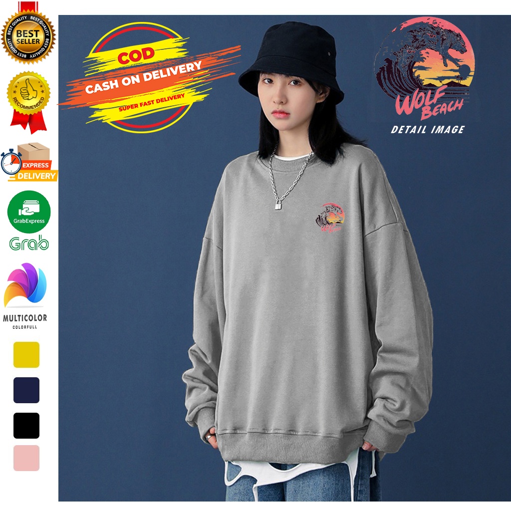 Sweater Wolf Beach | Sweater Pria &amp; Wanita Terbaru | Dhea Fashion