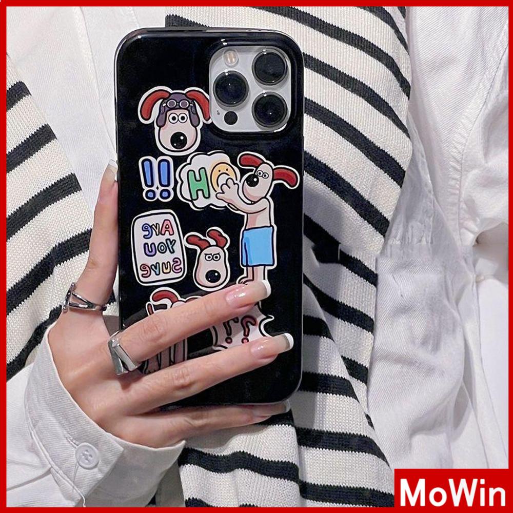 iPhone Case Silicone Soft Case Black Glossy Candy Case Shockproof Protection Camera Cartoon Cute Dog Compatible For iPhone 11 Pro Max 13 Pro Max 12 Pro Max 7Plus xr XS Max