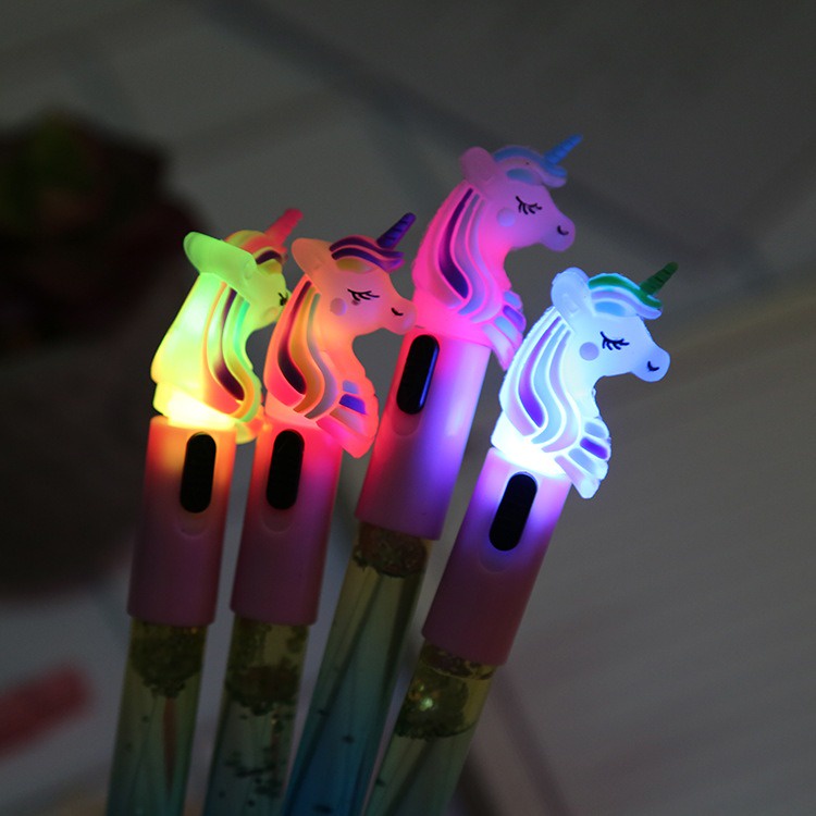 Pulpen LED RGB Pena UNICORN Gel Minyak Warna Warni