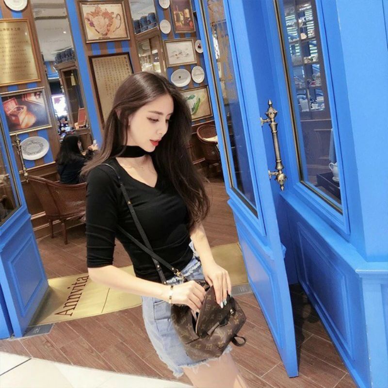 NORINE KOREAN CROP TOP TURTLE NECK CHOCKER 608