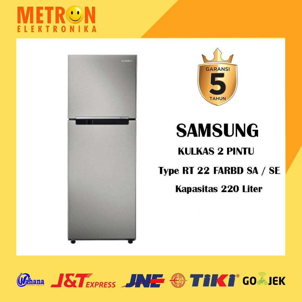 SAMSUNG RT 22 FARBD SA / SE METAL GRAPHITE / KULKAS 2 PINTU 220 L / COOL PACK INVERTER RT22FARBDSASE