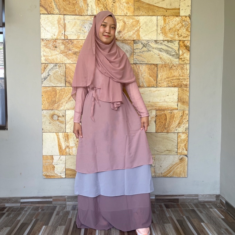 Gamis Set Ceruty 3 Layer | Aisha Set Fantasia by riZAru