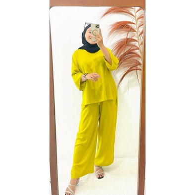Ameera One Set Rayon Premium | One Set Rayon Polos | Setelan Celana Kulot | Setelan Celana Rayon Pre