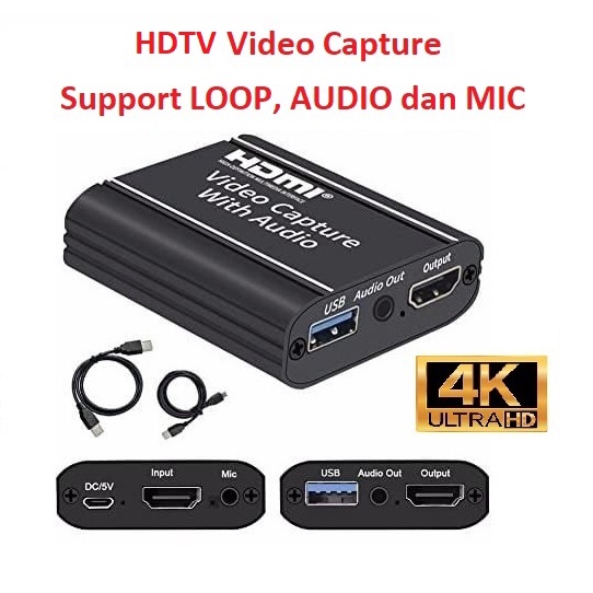 HDMI Video Capture to USB with Loop Audio 4K Video Capture Card HDTV