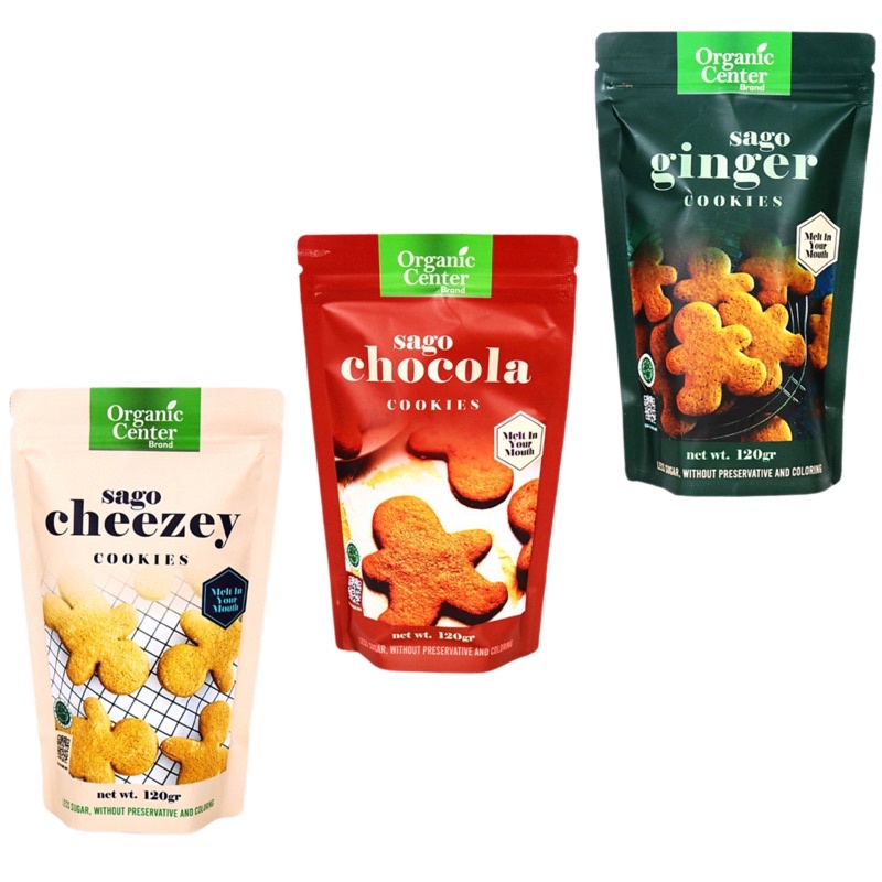 

Organic Center Sago Cookies Cheese 120gr / Organic Center Sago Cookies Chocola / Organic Center Sago Cookies Ginger / Organic Center / oc / Sago / Cookies / Ginger / jahe / Cheese / keju / Chocola / Kukis Sagu / Kue Kering / Cemilan/Snack/Rasa/Gluten Free