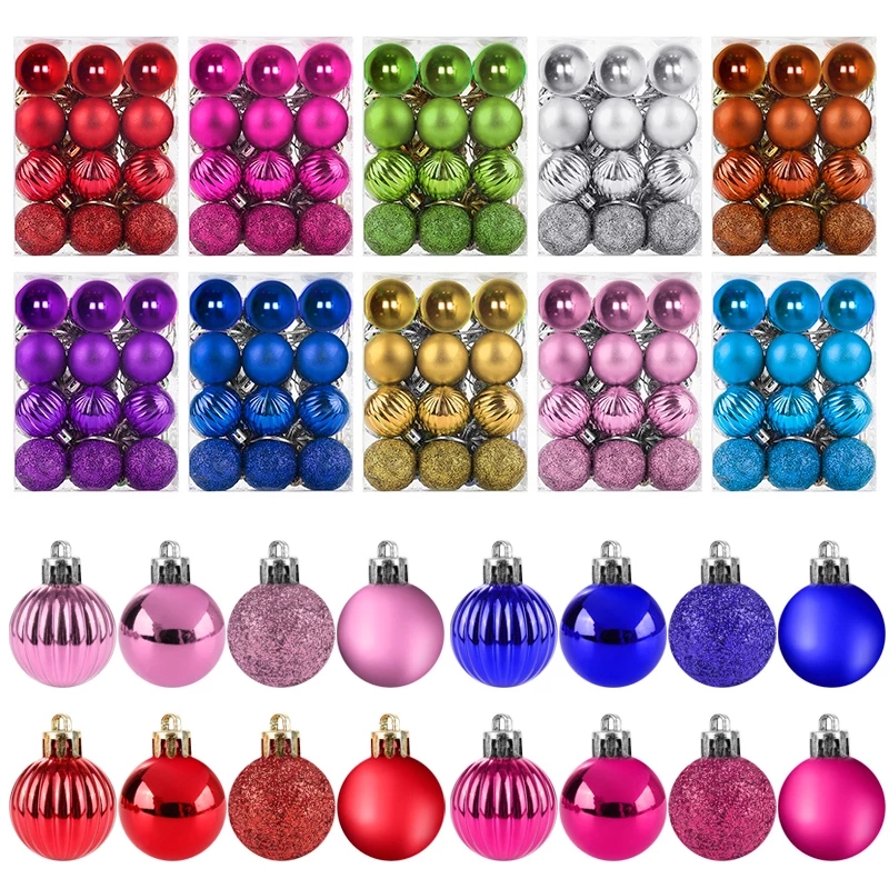 24pcs / Set Ornamen Bola Gantung Bahan Plastik Ukuran 3cm Untuk Dekorasi Pohon Natal