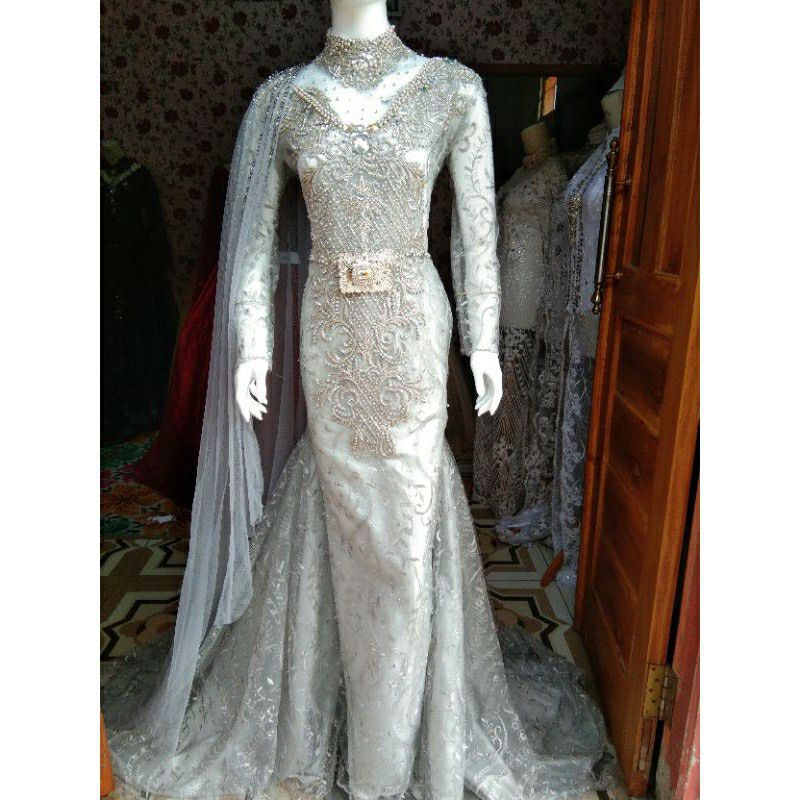 gaun pengantin dress slim duyung