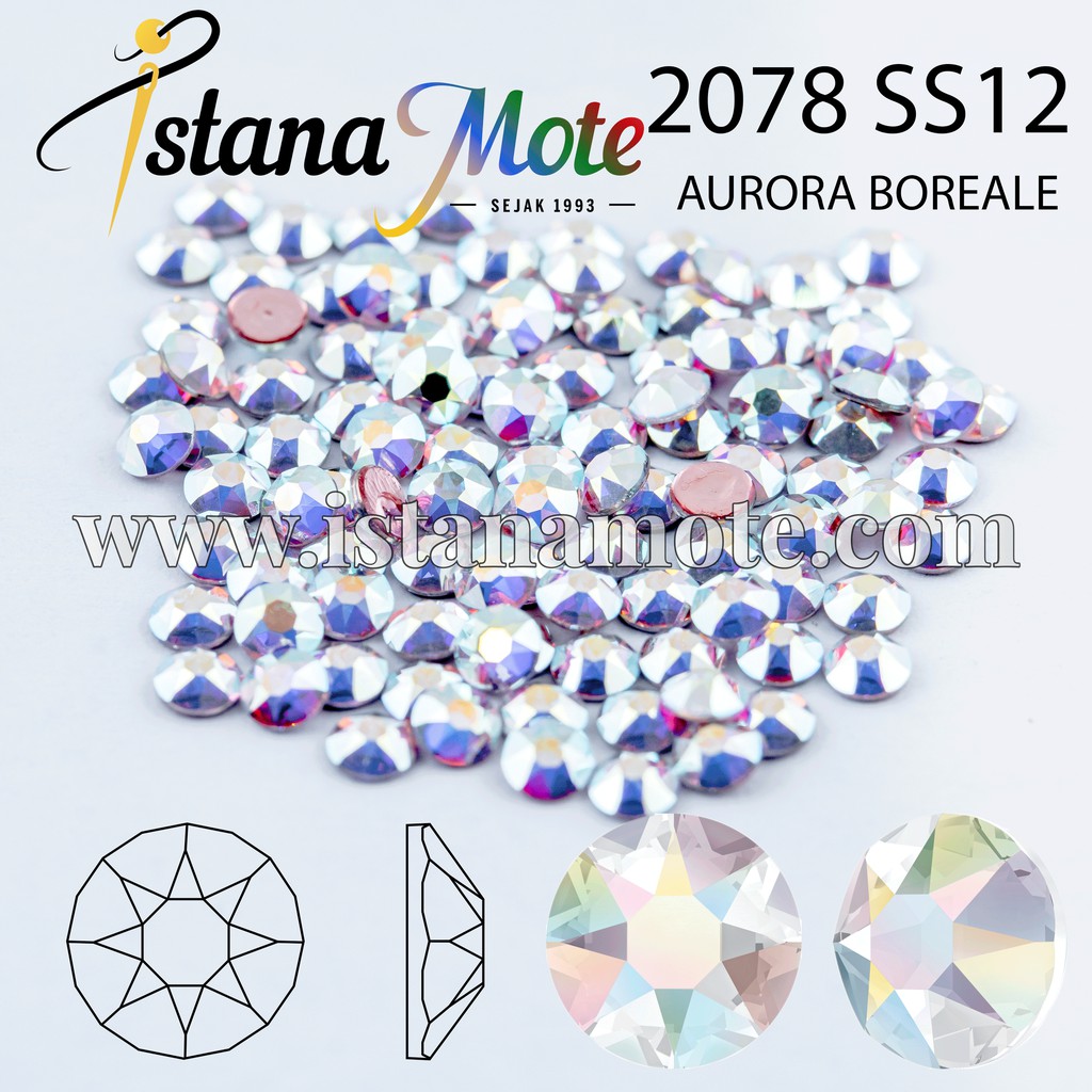 Flatback Hotfix kristal tempel Swarovski 2078-ss12-AB/GS ASLI ORIGINAL