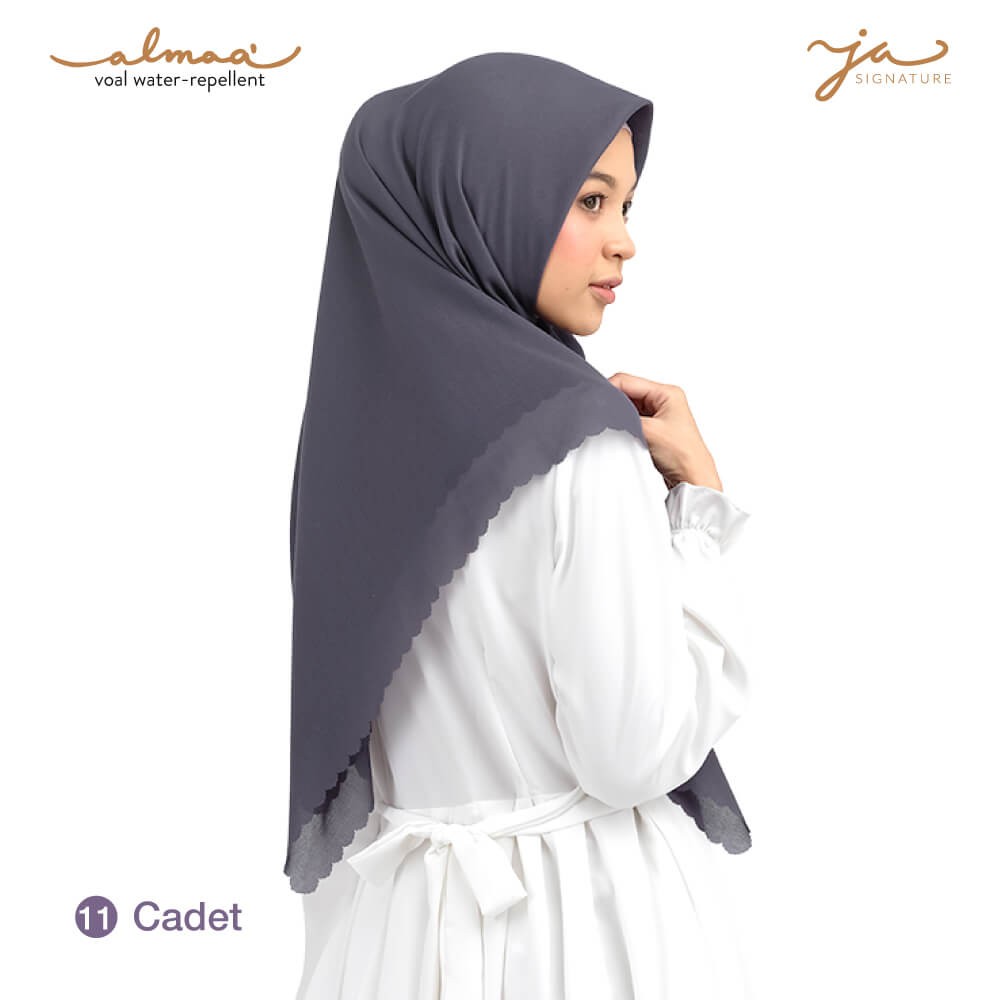 Jilbab Afra Almaa' Warna Cadet - Hijab Voal Polos Segi Empat - Water Repellent