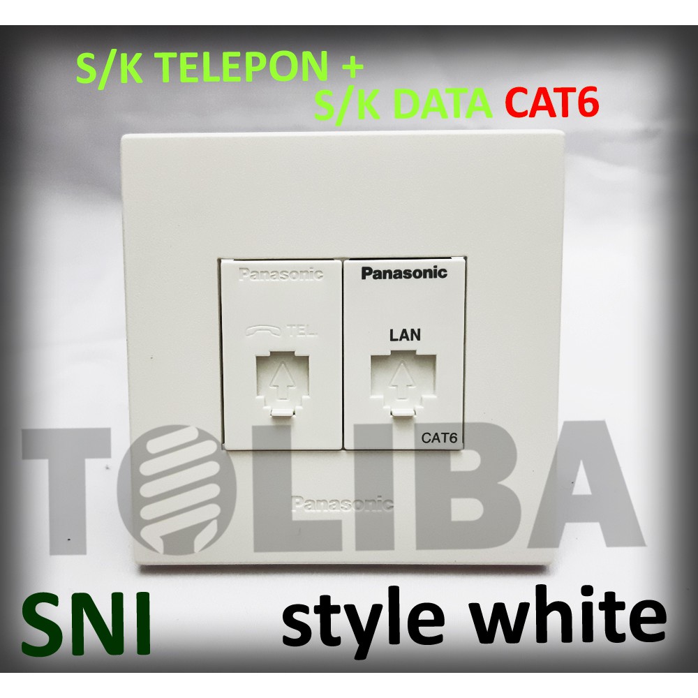 stop kontak telepon + stopkontak data cat6 cat 6 ib panasonic s/k minimalis style white sni