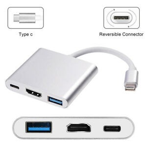 Converter Konektor USB Type C to 3 in 1 HDMI Converter USB 3.0 Type C