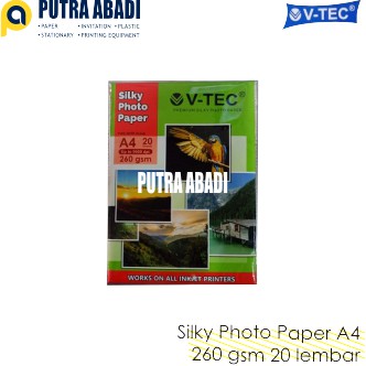 

KERTAS PREMIUM SILKY PHOTO PAPER A4 260GSM 20sheets V-TEC