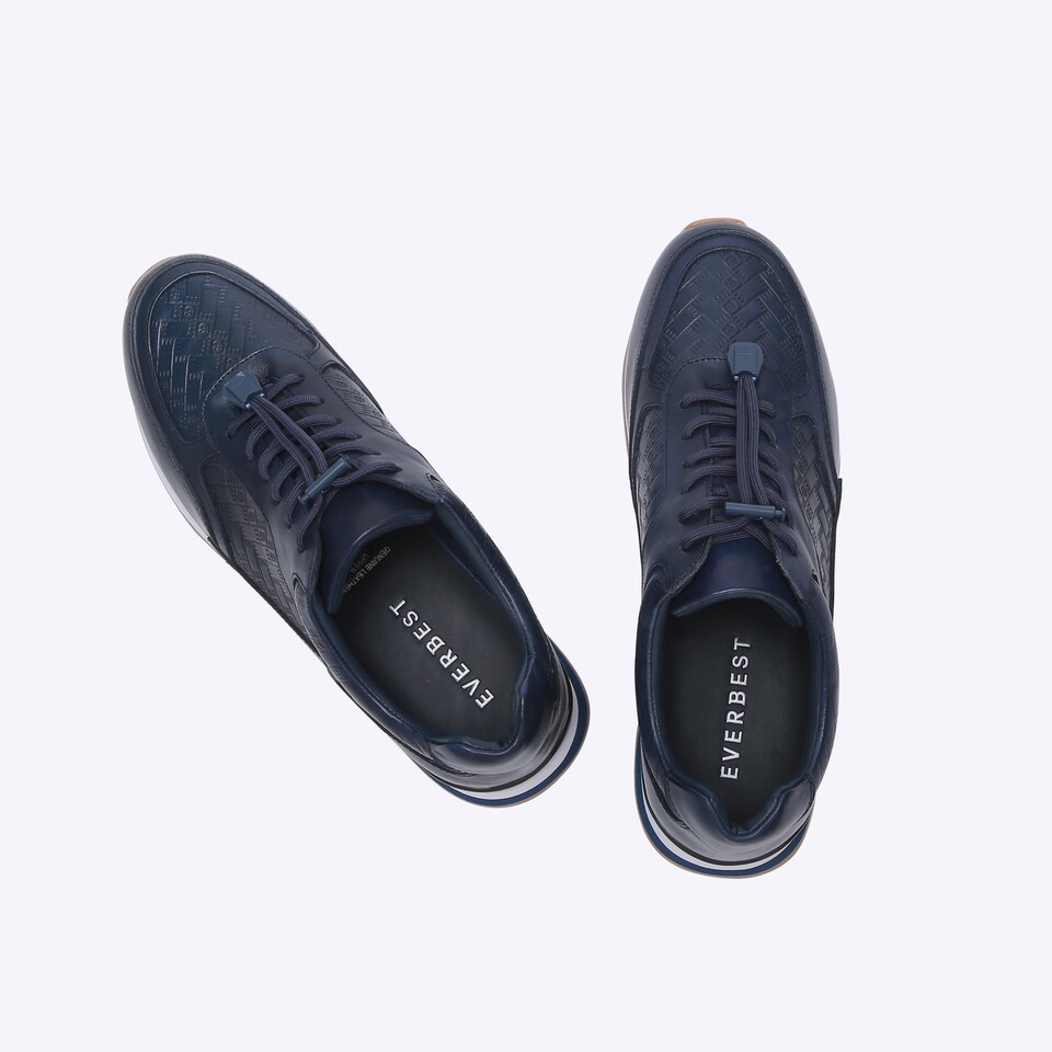 SEPATU SNEAKER EVERBEST PRIA ORIGINAL CASUAL KETS KULIT BIRU NAVY EMA1