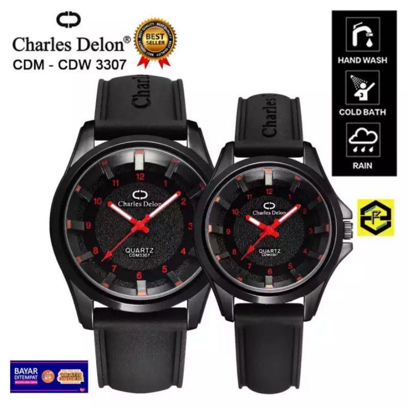 CHARLES DELON_JAM TANGAN CAOUPLE CHARLES DELON STRAP SILIKON TERBARU