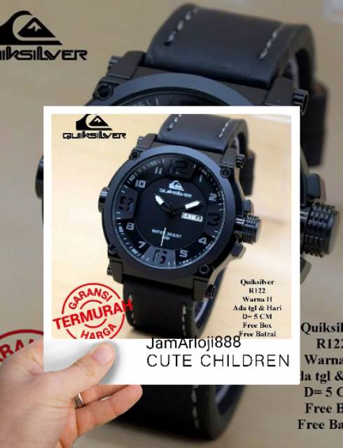 Jam Tangan Pria Quicksilver Tanggal Hari Aktif Strap Kulit(DiKirim Jakarta)