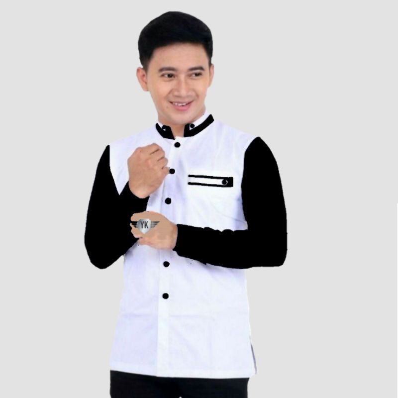 BAJU KOKO PRIA DEWASA LENGAN PANJANG MOTIF SCODER ELRUMI BAJU KOKO DEWASA EL RUMI KEMKO TAQWA HADROH LAKI LAKI PUTIH ABU POLOS KOMBINASI