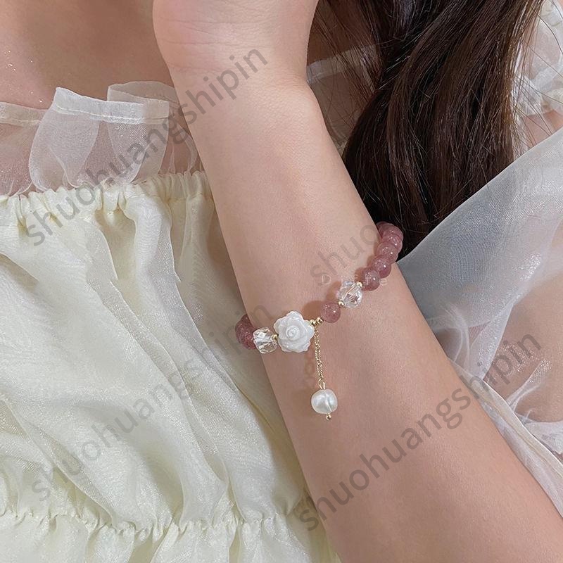 Gelang Tangan Wanita Desain Bunga Lily Simple Elegan Hias Rumbai Lonceng