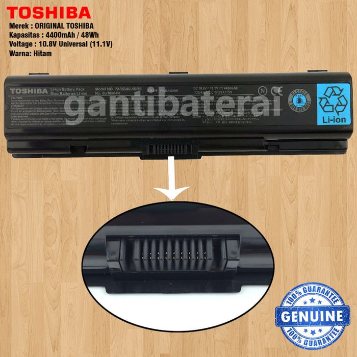 Original Baterai TOSHIBA M200 M205 L200 L300 L305 L500 PABAS098 PA3534