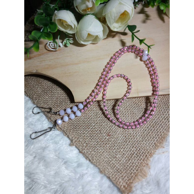 kalung masker strap mask / strap masker/ gantungan masker / tali masker sekat silver