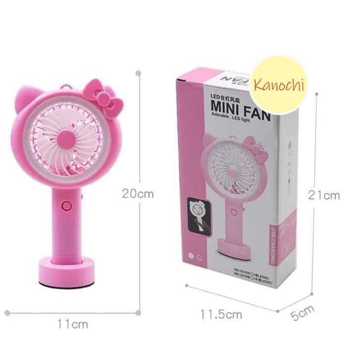 Kipas Angin Tangan Stand Portable Karakter LED Standing Mini Fan