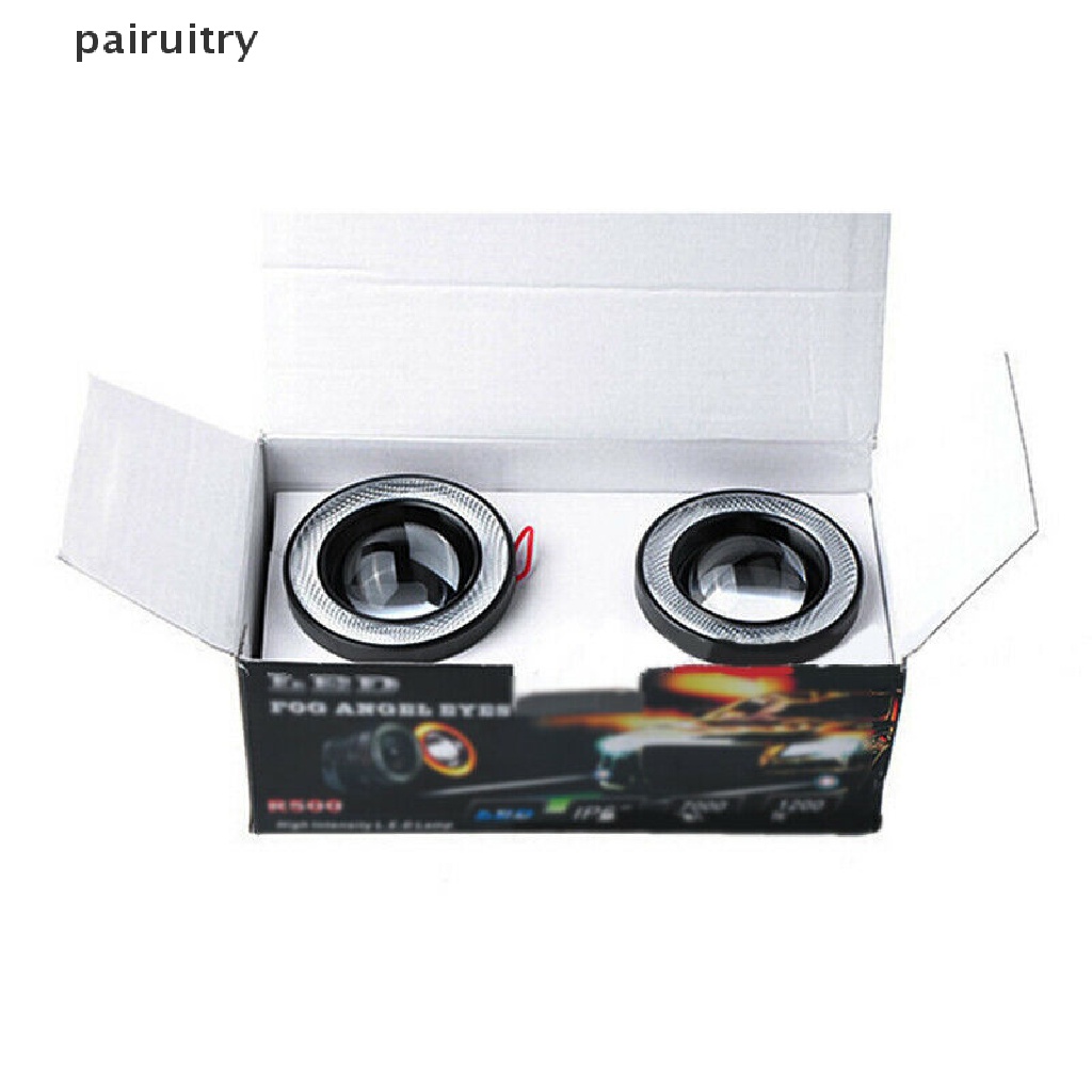 Prt 1pc Lampu LED Angel Eyes 3.5 &quot;12V Warna Putih Untuk Fog Lamp / Headlight Mobil SUV Universal