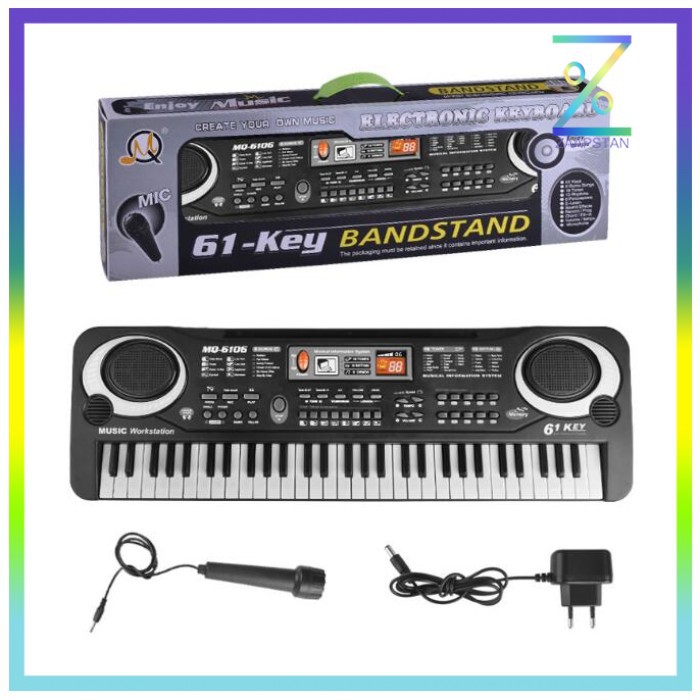 Digital Electronic Keyboard 61 Keys - MQ-6106 - Black