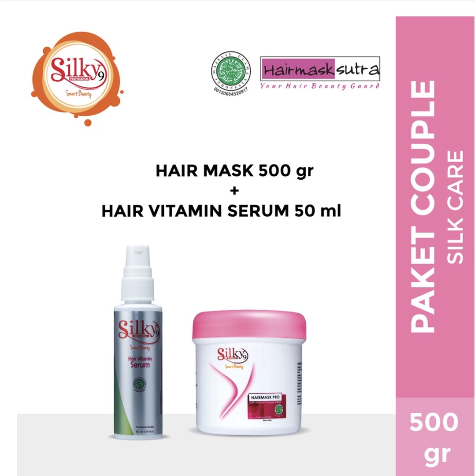 SILKY9 PRO Hairmask Sutra paket couple ( Hairmask pro 500 ml + Hair vitamin 50 ml)