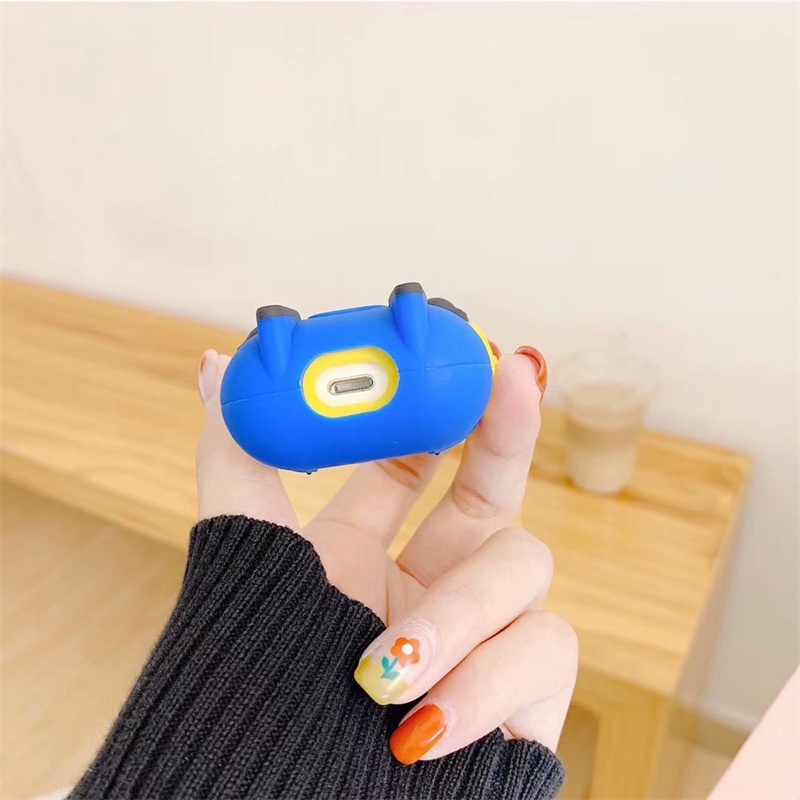 Case Pelindung Motif Kartun 3d Warna Kuning anti Jatuh Untuk iphone airpods 1 / 2 / 3 pro