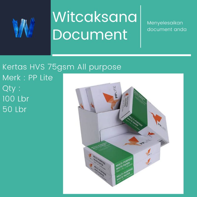 

HVS A4 PPlite 75 Gsm | Murah | 100Lbr