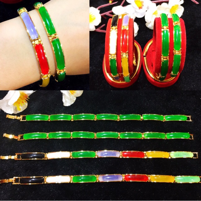 Gelang giok rantai motif kotak