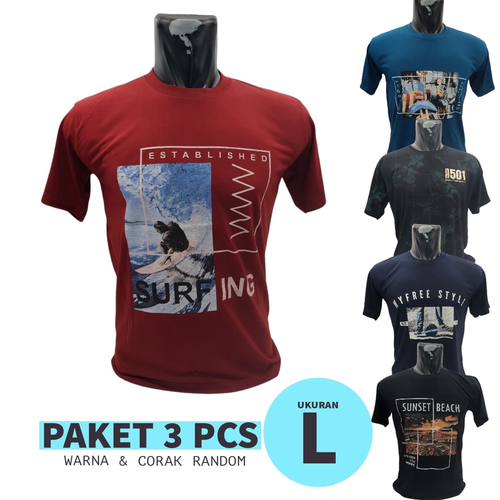 Baju Kaos Dewasa Unisex Paket 3 pcs KAOS T-SHIRT/ DISTRO PRIA WANITA BAJU KAOS/ Kaos Distro Pria Sablon / Baju Kaos Bahan Cotton/ Kaos Isi 3pcs