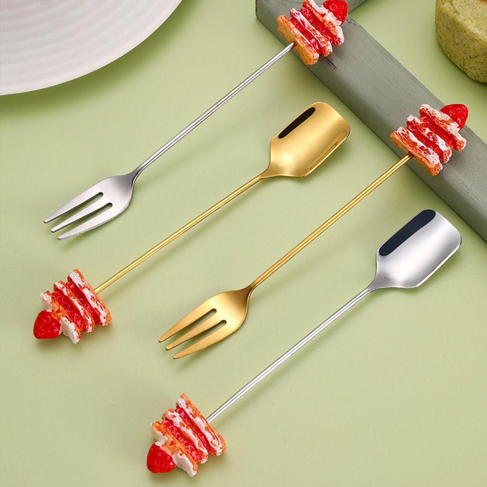 Preva Cutlery Set Alat Makan Anak Lucu Kartun Kue Kopi Dessert Teh Ice Cream Stainless Steel