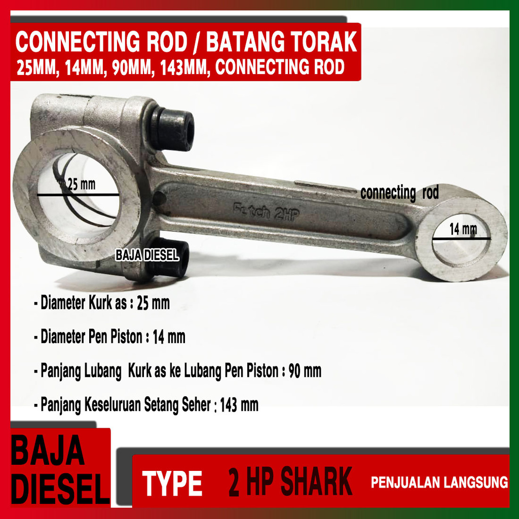 Bergaransi Connecting Rod / Stang Piston Mesin Compressor Angin Fetch 2 Hp 1 Set Dengan Ring Piston