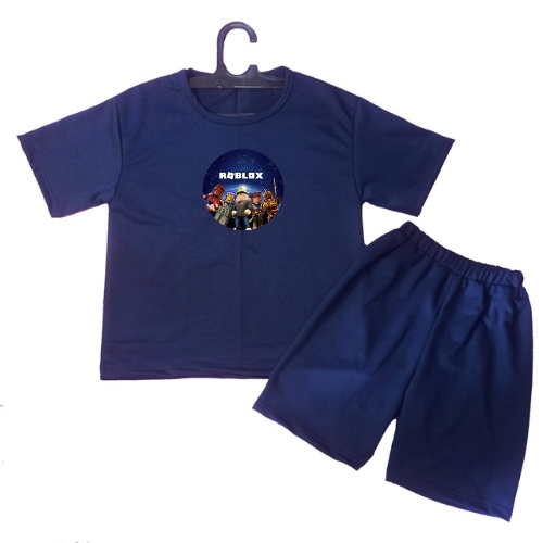 Setelan Kaos Anak ROBLOK  Oblong Pendek + Celana Size S - L/Set Anak