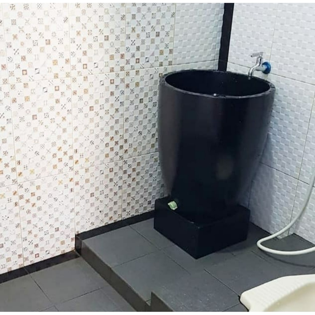 Free Ongkir Bekasi Bak Mandi  Minimalis Terazo Hitam Glossy T 70cm