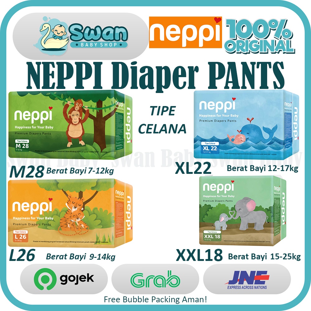 Neppi Baby Premium Diapers Pants - M28 / L26 / XL22 / XXL18