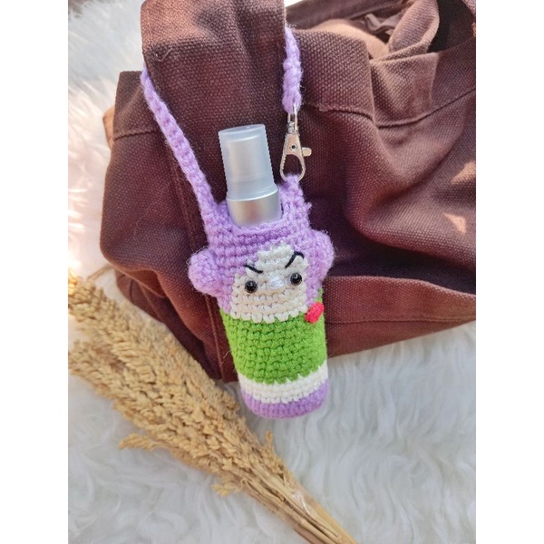 Hand sanitizer holder rajut karakter Buzz Light Year/tempat hand sanitizer spray/hand sanitizer lucu